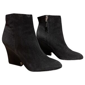 Sam Edelman Wilson‎ Womans Black Suede Wedge Heel Booties Size 8.5